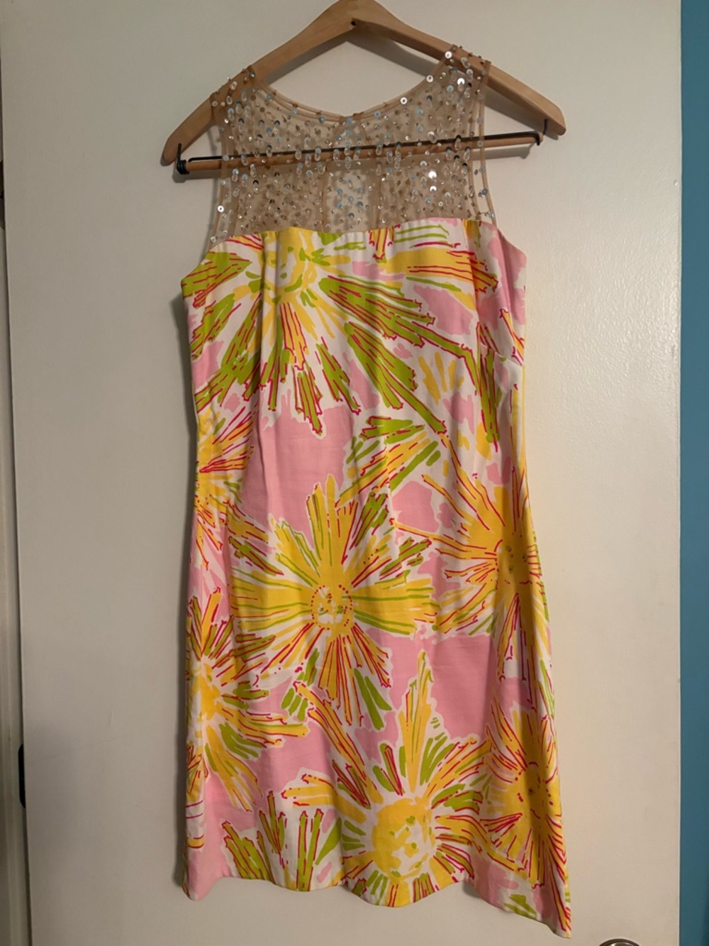 Lilly Pulitzer Pink beaded illusion cocktail dress